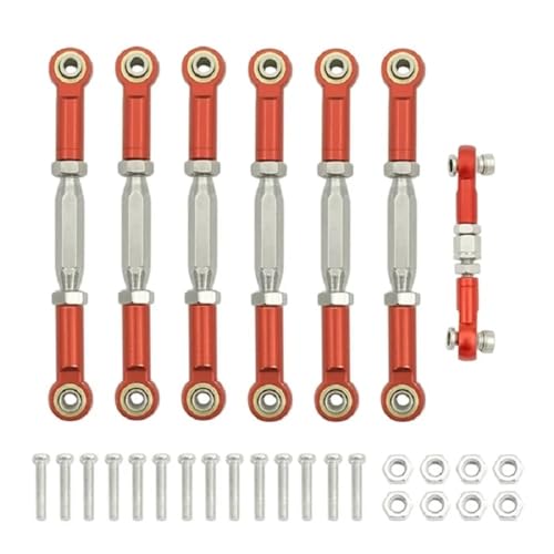 Metal Turnbuckle Camber Link Rod Linkage Kit Compatible with 1/10 RC Car Compatible with 4X4 VXL 2WD Upgrade Parts(RED) - color: Red