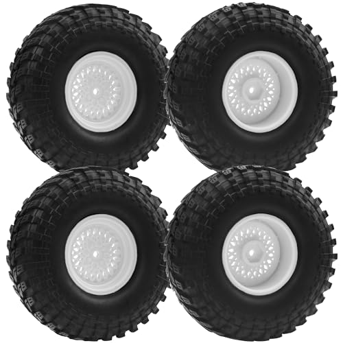 RC 1.9" RC Tires and Wheel Nylon Rims 12mm Hex Hub OD 116mm/4.56" Rubber Tyre Compatible with 1/10 Axial SCX10 RC4WD D90 Tamiya CC01 TF2 Traxxas TRX4 RC Rock Crawler (White) - color: White