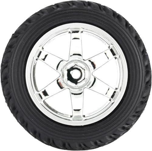 4PCS 75mm Rubber Tires and 6Spokes Plastic Wheel Rims Tyre for 1/10 RC On-Road Drift Racing Car 1:14 1:16 Rally Car for Tamiya Kyosho HPI HSP TT02 Upgrades Parts (Silver) - color: Silver
