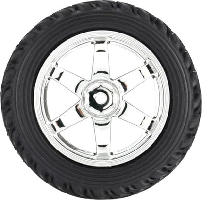4PCS 75mm Rubber Tires and 6Spokes Plastic Wheel Rims Tyre for 1/10 RC On-Road Drift Racing Car 1:14 1:16 Rally Car for Tamiya Kyosho HPI HSP TT02 Upgrades Parts (Silver) - color: Silver