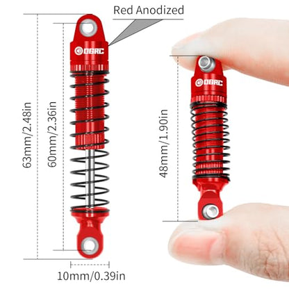 OGRC 60mm Long Travel RC Shock Absorber Oil Damper for TRX4M 1/18 RC Car | Oil-filled, Aluminum, for Traxxas TRX4M Upgrade Parts, Red - color: Red