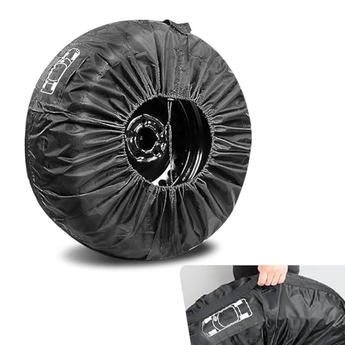 1 PC Spare Tire Cover, 190T Polyester Taffeta Spare Tire Protector with Pocket, 13"-18" Diameters Waterproof Wheel Storage Bag, Universal for Most Cars, Trucks, SUVs (Black #S) - size: 1 PC #S