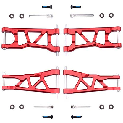 Hobbypark Aluminum Suspension Arms Set (Front & Rear) Upgrades Parts for Arrma Typhon 3s BLX Big Rock, Replacement of AR330543 AR330540 (Red) - color: Red