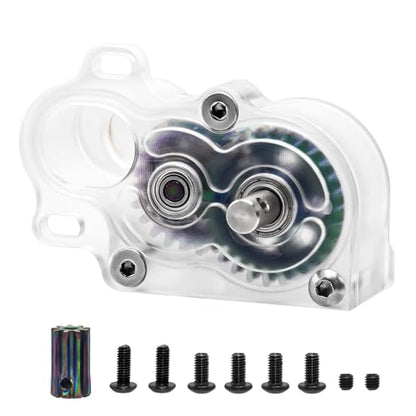 LCG Metal Transmission Gearbox with Motor Gear for SCX10 TRX4 RC4WD Capra 1/10 RC Crawler Upgrade Part (Transparent)