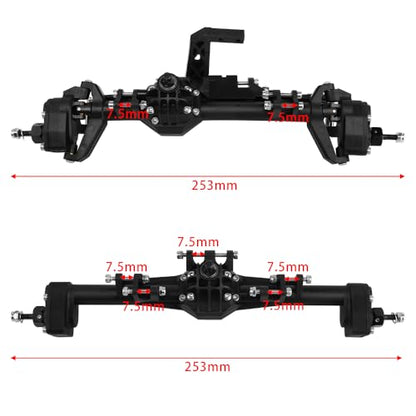 Nylon Front & Rear Portal Axle with Scale Hydraulic Ram for 1/10 RC Crawler Vanquish H10 Optic Capra UTB10 Upgrade