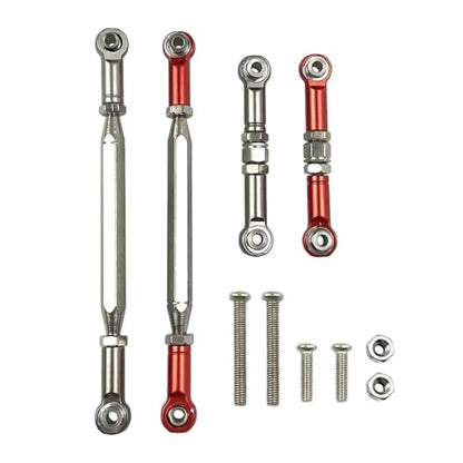 for MN D90 D99 for MN-90 FJ-45 1/12 RC Car Crawler Metal Adjustable Steering Linkage Servo Link Pull Rod Turnbuckle RC Car Repair Kit(Red) - size: Red