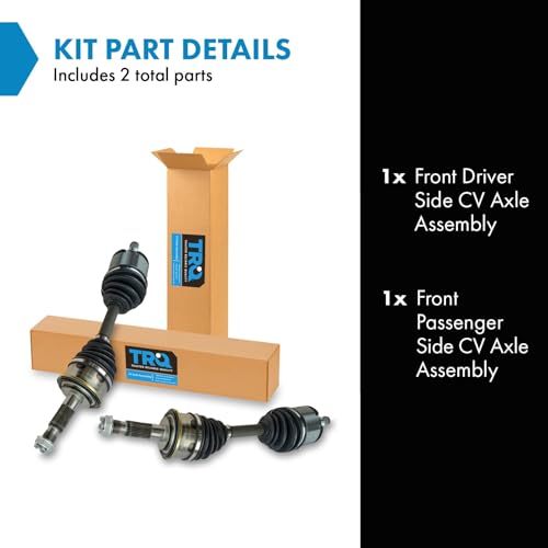 TRQ Front 2 Piece CV Axle Shaft Assembly Set | For 95-00 Toyota Tacoma with Automatic Disconnecting Differential, 01-04 Tacoma 96-02 4Runner 4WD Driver & Passenger Side - style: CSA82466