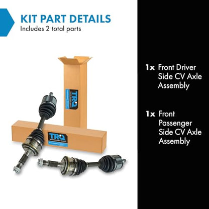 TRQ Front 2 Piece CV Axle Shaft Assembly Set | For 95-00 Toyota Tacoma with Automatic Disconnecting Differential, 01-04 Tacoma 96-02 4Runner 4WD Driver & Passenger Side - style: CSA82466