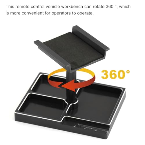 kingsea RC Car Work Stand 360° Rotation Body Mounts RC Repair Tool Set Aluminum Alloy RC Work Stand for 1/18 1/24 RC Car Truck Buggy (Black) - color: Black