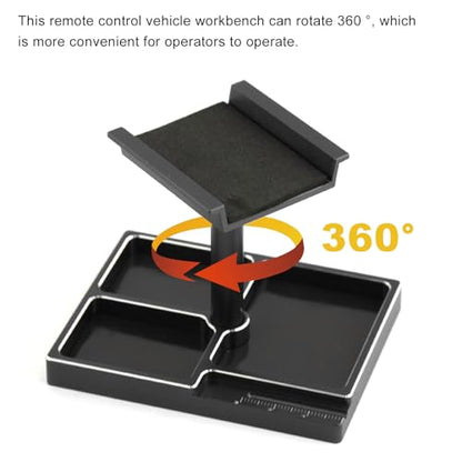 kingsea RC Car Work Stand 360° Rotation Body Mounts RC Repair Tool Set Aluminum Alloy RC Work Stand for 1/18 1/24 RC Car Truck Buggy (Black) - color: Black