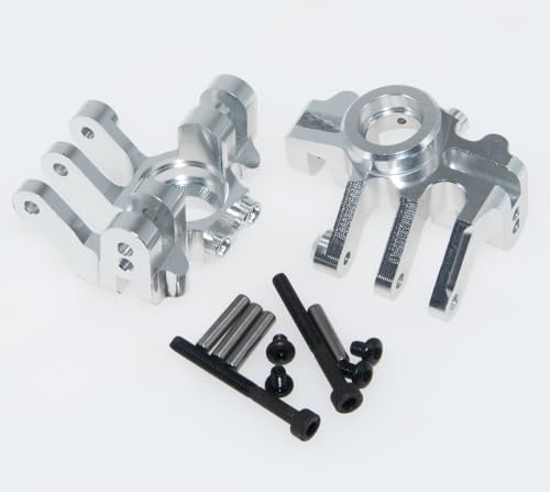 Upgrade Compatible with Axial 1/10 RBX10 Ryft 4WD Rc Crawler Car Steering Cup & Rock Bouncer Axle Mount & Steering Knuckles Aluminum Alloy Metal Accessory Parts(Silver)