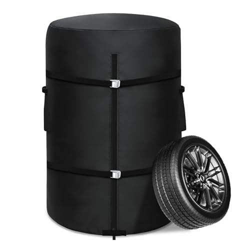 Tire Cover, Heavy Duty Waterproof Spare Tire Storage Bag - 32 Inch Diameter Tires Covers for Trucks, SUVs, RVs, Campers, Trailers (Black) - size: 32" Dia x 47" H
