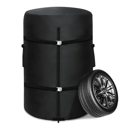 Tire Cover, Heavy Duty Waterproof Spare Tire Storage Bag - 32 Inch Diameter Tires Covers for Trucks, SUVs, RVs, Campers, Trailers (Black) - size: 32" Dia x 47" H