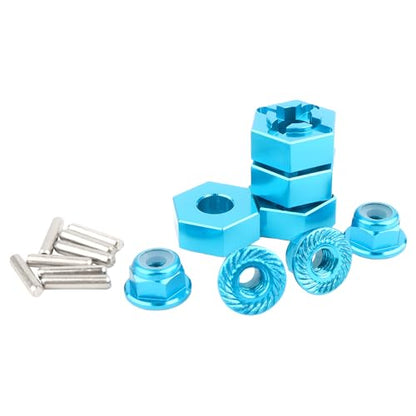 for H16BM RC Car Upgrade Aluminum Wheel Hex 16440 & Pins M20101 & M40 Wheel Lock Nut Spare Parts for 1/16 H16BM H16GT H16DR JC16EP and 1/14 H14BM 14209 14210 JC14EP 14301 14303 Trucks(Blue) - color: Blue