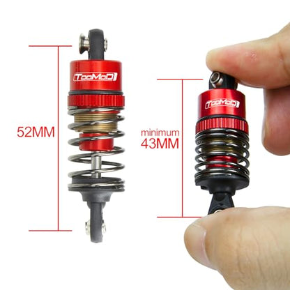 52MM Oil Shock Absorbers Upgrade Compatible with 1/10 RC Cars | Fits Tamiya TT-01/02 / M03-06 / TA05/06 / M05 / M06 - Oil Damper Upgrade - Red - color: Red