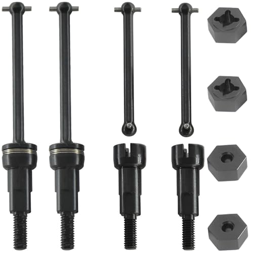 Steel Drive Shaft Kit Front & Rear (Universal Shafts/Rear stub axles/Dogbones/Hexes) - Compatible with ARRMA 1/16 Mojave GROM Series Desert Trucks (ARA2104/ARA2304/ARA2304S) - color: Black, size: Hex Black