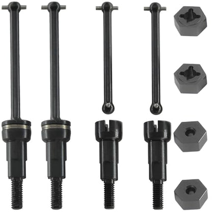 Steel Drive Shaft Kit Front & Rear (Universal Shafts/Rear stub axles/Dogbones/Hexes) - Compatible with ARRMA 1/16 Mojave GROM Series Desert Trucks (ARA2104/ARA2304/ARA2304S) - color: Black, size: Hex Black
