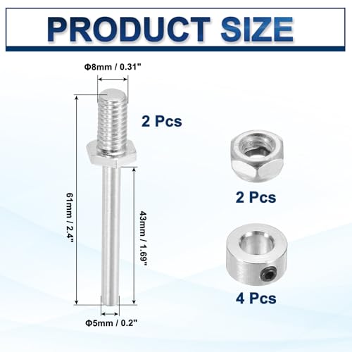 MECCANIXITY 5/16 Inch Diameter x 2.4 Inch Length 2 Set Landing Gear Axle Shaft Drive Axle with Nuts for RC Airplane - size: 5/16x2.4 Inch