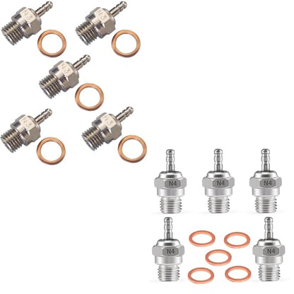 N3 N4 Hot Spark Glow Plug for RC Nitro Engines Car Truck Buggy Pack of 5，N4 Spark Plugs for Traxas T-maxx Kyosho HSP1 HPI Redcat, Powerful 70117 Nitro Engine Parts Replace OS 8