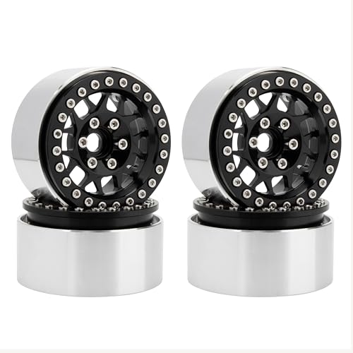 MEUS RACING 1.9 Beadlock Wheels Rims Deep-Dish Wheel for Axial SCX10 Traxxas TRX4 Vanquish VS4-10 Redcat Gen8 1/10 RC Crawler Upgrades (Style B, Black) - color: Style B, Black