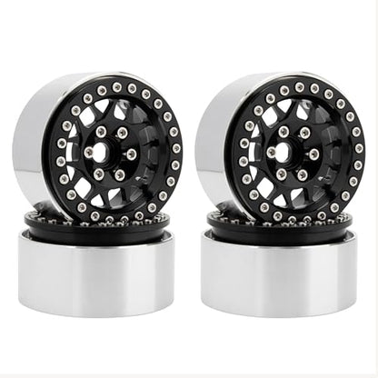 MEUS RACING 1.9 Beadlock Wheels Rims Deep-Dish Wheel for Axial SCX10 Traxxas TRX4 Vanquish VS4-10 Redcat Gen8 1/10 RC Crawler Upgrades (Style B, Black) - color: Style B, Black