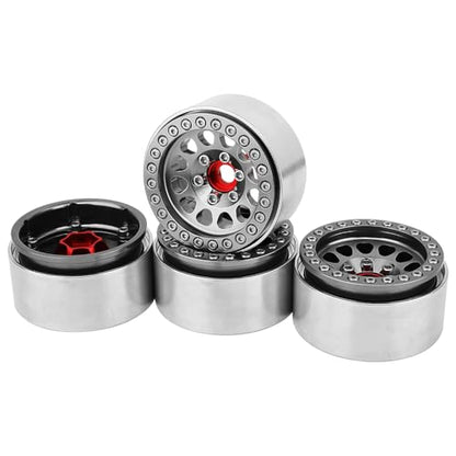 Aluminum 1.9 Beadlock Wheels Rims for 1/10 RC Crawler Axial SCX10 I II III Capra TRX4 TRX6 VS4-10 Gen8 MST CFX Upgrades Parts (Titanium) - color: Titanium