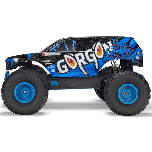 ARRMA RC Truck 1/10 Gorgon 2 Wheel Drive RTR Brushed Monster Truck Battery & Charger Included Blue ARA3230ST5 - color: Blue