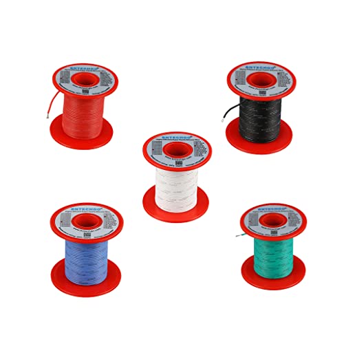BNTECHGO 24 AWG Silicone Wire Kit 5 Color Each 100ft Stranded Tinned Copper | Flexible 24 AWG Stranded Wire Silicone Rubber Insulation For RC Models, Drone, Robot, LED Lighting Systems, 3D Printer, DIY - size: 5 Colors Each 100ft, style: 24 AWG silicone w