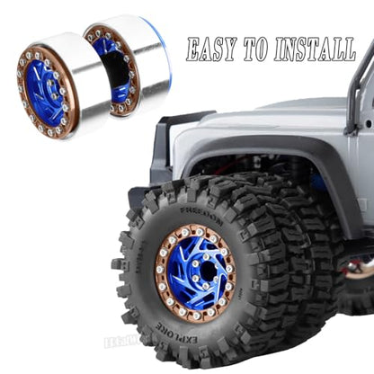 1.3 Dually Beadlock Wheels Tires for RC Crawler Car 1/18 TRX4M Ascent-18,1/24 SCX24 FCX24,RC Off Road Buggy Rally Truck Wheel and Tires,Adjustable Offset Wheels,7mm Hex Rim,Blue Brown - color: Blue Brown - (4pcs 1.3 Beadlock Tires)