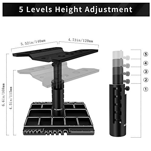 GLOBACT Multi RC Car Stand RC Repair Tool for 1/8 1/10 1/18 RC Car, Black | 360 Switch Rotation, 5 Levels Height Lift or Lower