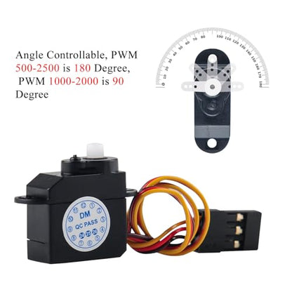 DM-S0020 2.1g RC Micro Servo 180 Degree Mini servo with JR Connector 4.8V-6V for RC Hobby Parts (Pack of 2)