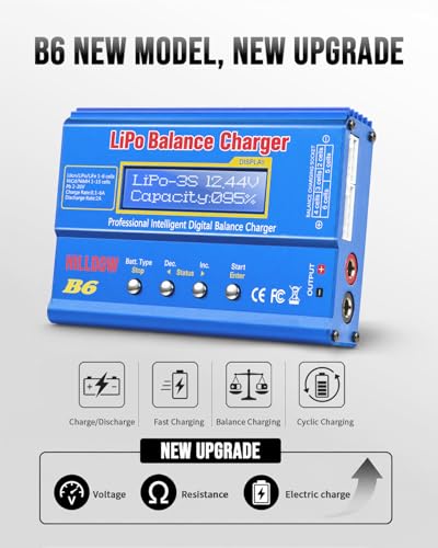 B6 Mini Digital Balance Charger/Discharger with Power Supply for 1S-6S LiPo Lilon Life NiMh Pb RC Battery with LCD Display