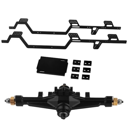 Aluminum Alloy 6x6 Chassis Frame Rail with Brass Complete Middle Axle for TRX4-M 1/18 RC Crawler Upgrade (Black) - color: Black