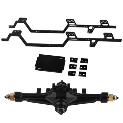 Aluminum Alloy 6x6 Chassis Frame Rail with Brass Complete Middle Axle for TRX4-M 1/18 RC Crawler Upgrade (Black) - color: Black