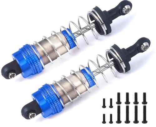 72mm Oiled Shock Absorbers, Aluminum RC Shock Absorber Damper Set for 1/12 1/14 1/16 WLtoys 144001, 124019,124018, MJX 16208 16209 14301, HBX 16889, SCY Upgrade Parts (2PCS) - color: Sliver, Blue, size: Long
