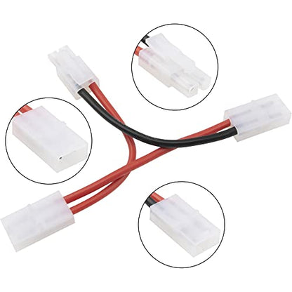 2Pcs HIRCQOO RC Car Serial Series Cable Adapter Compatible with XT90 Large Tamiya Traxxas EC5 XT60 EC3 T Plug for RC Truck Boat Lipo Battery ESC (Tamiya Plug 1 Male to 2Female) - style: Tamiya Plug 1 Male to 2Female