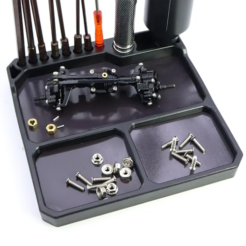 RC Silicone Screw Tray with Magnetic Pad - High-Temperature Resistant Storage Box, Suitable for 1/10, 1/18, 1/24 RC Cars, Boats, Airplanes, Tools, and Parts