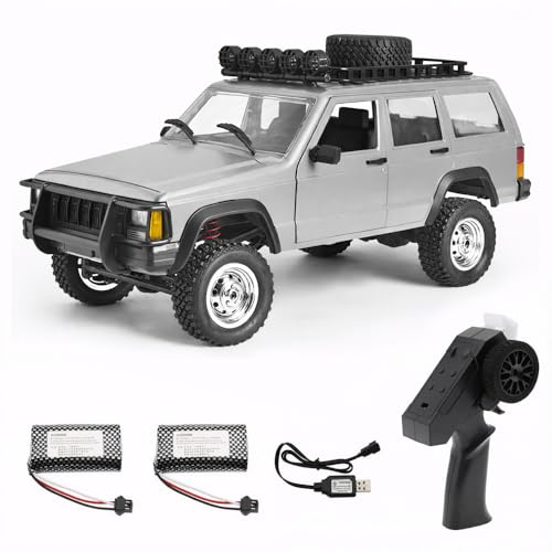 GoolRC RC Rock Crawler, 1:12 Scale Remote Control Car, 2.4Ghz 4WD Off Road RC Truck, All Terrains Climbing Vehicle, RC Car Gifts for Adults, Include 2 Batteries (Silver) - color: Silver, size: 2 Batteries