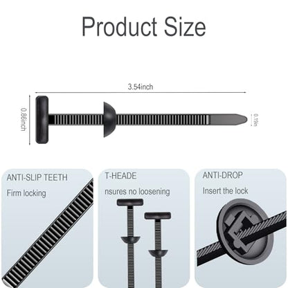 200 Pcs Automotive Nylon Cable Tie Buckles, Universal Zip Tie Clips and Fasteners for Car Bumper Repair, Fender Liner, Cable Mounts, Auto Body Tools