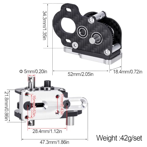 1/10 RC Crawler LCG Left Motor Gearbox Transmission, CNC Aluminum Housing | Complete Assembly, Carbon Fiber Plate, Precision Metal Gears, Low CG Design, Ready to Install