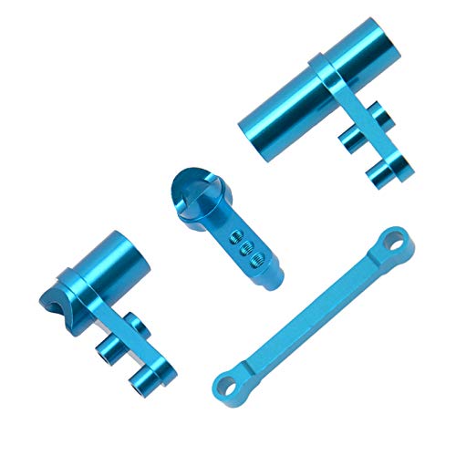 Aluminum Steering Servo Saver Complete Ackerman Plate Upgrade Parts 102057 Compatible with Redcat Volcano Epx HSP Exceed 1/10 RC Truck Buggy Car (Blue)