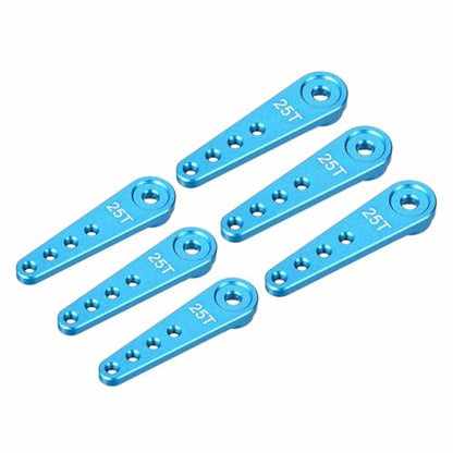 MECCANIXITY 6 Pcs Aluminum Servo Horn Long 25T 25 Teeth Steering Arm 37mm Length Blue Suitable for DIY RC Car/Boat/Airplanes Boat Model Accessories - color: Blue