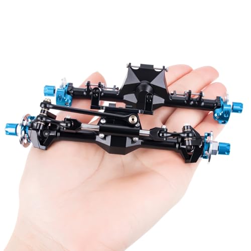 +9mm Front Rear Axle with Hydraulic Steering Link for Axial SCX24 Deadbolt C10 JLU Gladiator Bronco 1/24 RC Crawler Upgrade (Black) - color: Black