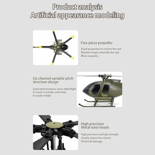 Remote Control Helicopter, C189 MD500 RC Helicopter Model, 1/28 Scale 4CH Single-Rotor Helicopters with 6-Axis Gyro and Brushless Motor, 2.4GHz RC Aircraft for Adults, 2 Batteries (Black) - color: Black