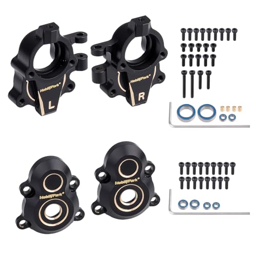 HobbyPark 44g Brass Steering Knuckle Front and Outer Portal Housing for Redcat Ascent-18 Upgrades Parts Redcat 1/18 RC Crawler Parts Black Coating Heavy Duty RC Car Parts Accessories