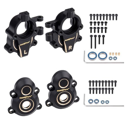 HobbyPark 44g Brass Steering Knuckle Front and Outer Portal Housing for Redcat Ascent-18 Upgrades Parts Redcat 1/18 RC Crawler Parts Black Coating Heavy Duty RC Car Parts Accessories