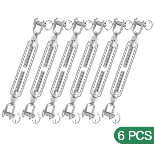 6PCS M5 Jaw Jaw Turnbuckle Stainless Steel Jaw and Jaw Turnbuckle, Jaw Jaw Closed Body Marine Turnbuckle, Durable for Wire Rope Cable (M5, Jaw & Jaw) - style: Jaw & Jaw-M-5