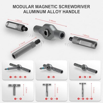 ANVANNA 42 in 1 Magnetic Screwdriver, Screwdriver Set, Multi Bit Ratcheting Screwdriver Set with Storage Case Repair Tool Kit for Computer, Eyeglass, Bicycles, Watch, Ring Doorbell, Furniture and DIY - color: Grey Ratchet