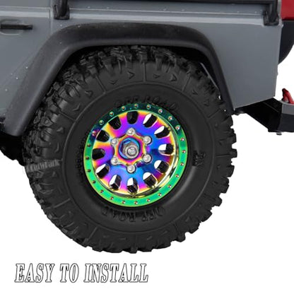 RC 1.3 in Wheel Tires for 1/18 TRX4M 1/24 SCX24 RC Crawler Car,Aluminum 1.3 Beadlock Wheel Rims and Rubber Tires w/Sponge,RC Truck Tires,Colour - color: Colour - (1.3 Tires)