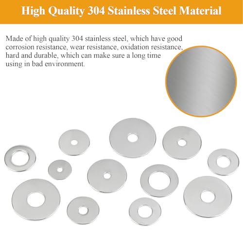 100 Pieces M6x20x1.5mm Fender Washers, 304 Stainless Steel Flat Washers, Fender Washers, Metal Washers for Screws Bolts - size: M6X20X1.5mm